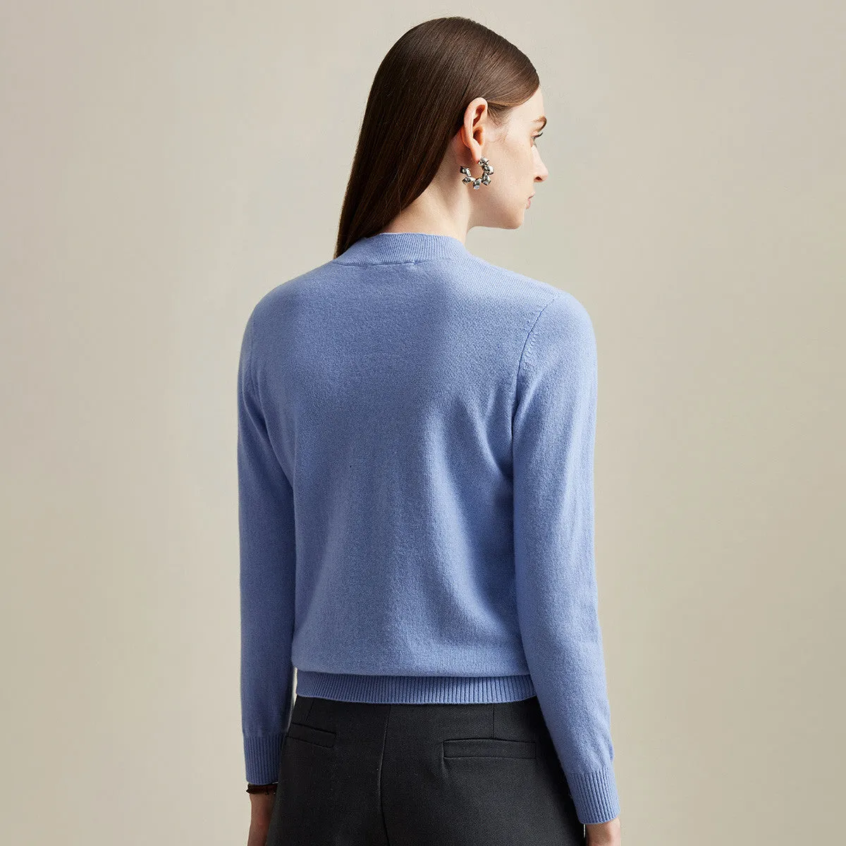 100% Cashmere Women's Ribbed Mock Neck Sweater sold by COMOBOCA product image thumbnail 3