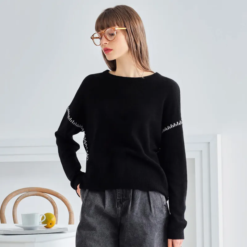 100% Cashmere Women's Sweater with Stitch Detailing sold by COMOBOCA