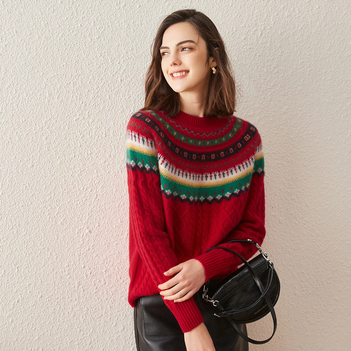 100% Cashmere Women's Nordic Inspired Sweater sold by COMOBOCA product image thumbnail 4