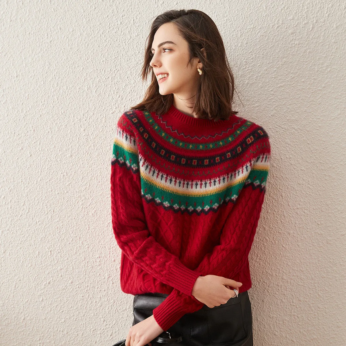 100% Cashmere Women's Nordic Inspired Sweater sold by COMOBOCA