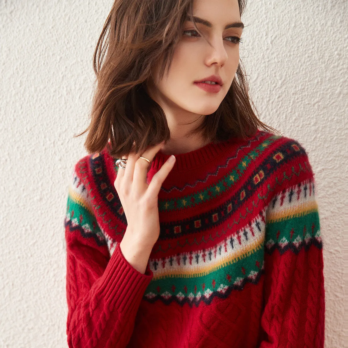 100% Cashmere Women's Nordic Inspired Sweater sold by COMOBOCA product image thumbnail 5