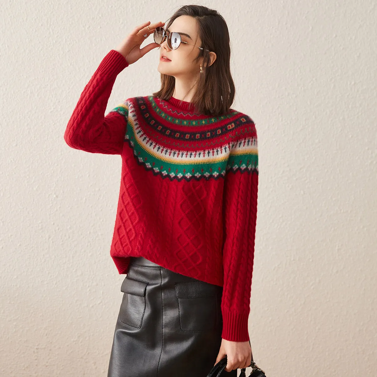 100% Cashmere Women's Nordic Inspired Sweater sold by COMOBOCA product image thumbnail 2