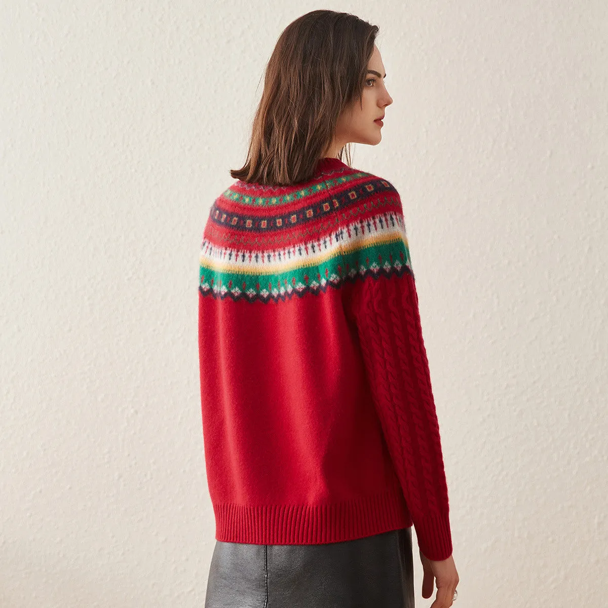 100% Cashmere Women's Nordic Inspired Sweater sold by COMOBOCA product image thumbnail 3