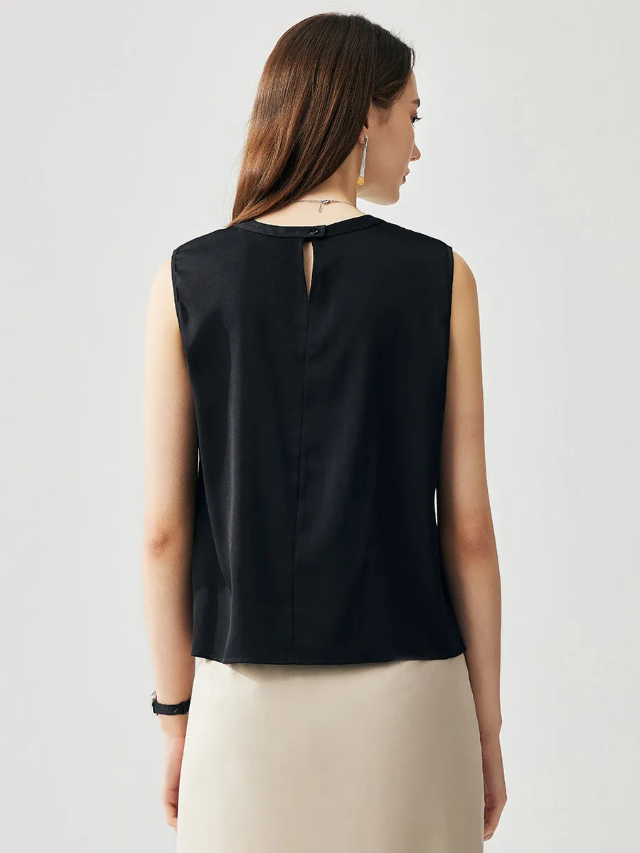 Women's Silk Chic Sleeveless Keyhole Neck T-Shirt sold by COMOBOCA product image thumbnail 3
