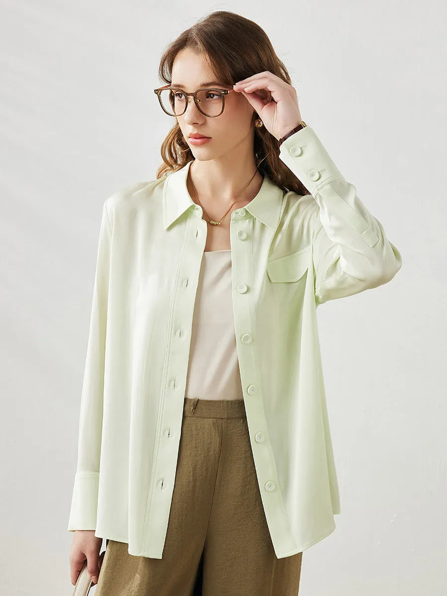 Women's Long Sleeve Button Up Faux Pocket Shirt sold by COMOBOCA product image thumbnail 3