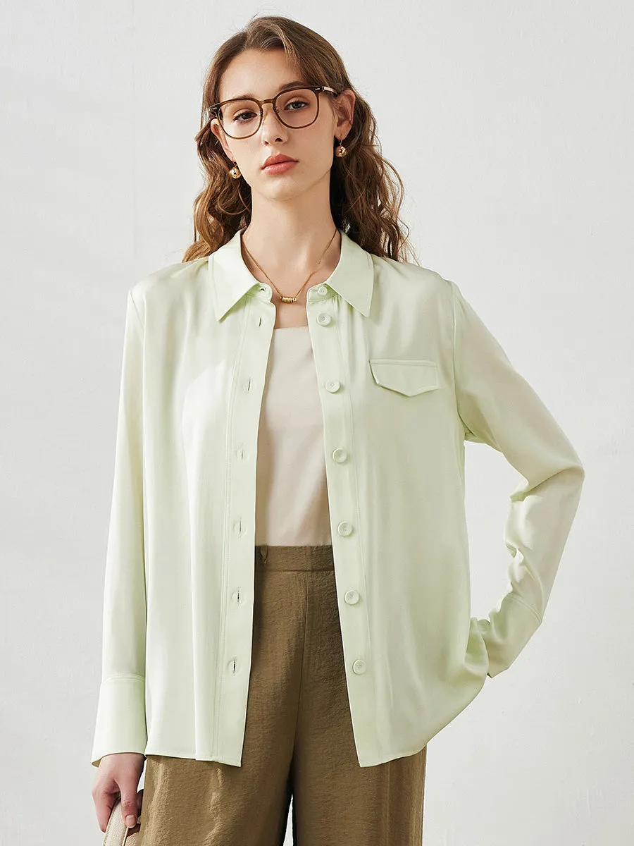 Women's Long Sleeve Button Up Faux Pocket Shirt sold by COMOBOCA product image thumbnail 2