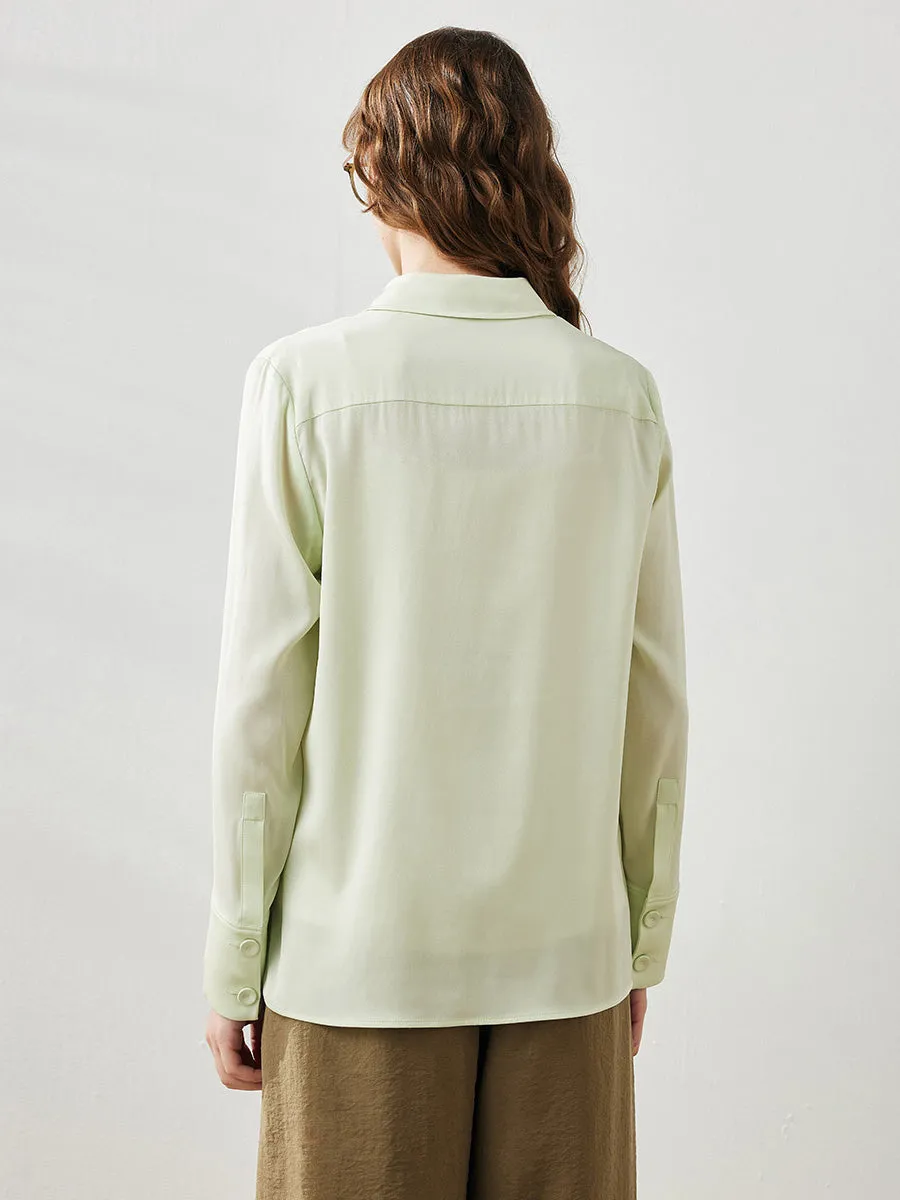 Women's Long Sleeve Button Up Faux Pocket Shirt sold by COMOBOCA product image thumbnail 5