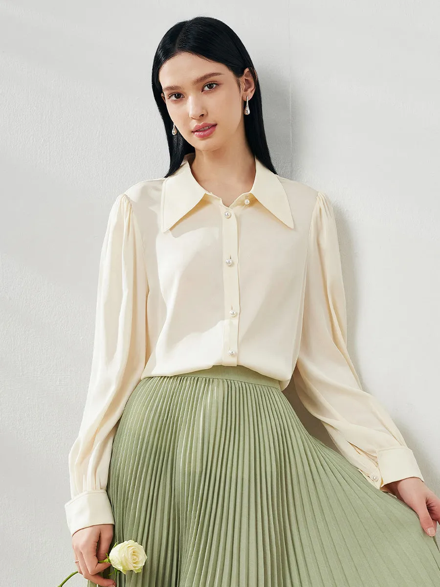 Women's Pearl Button Shirt with Pointed Collar sold by COMOBOCA product image thumbnail 3