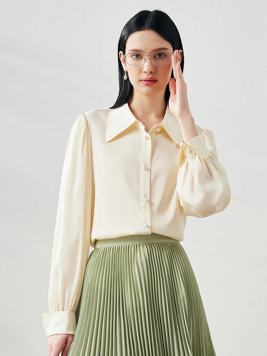 Women's Pearl Button Shirt with Pointed Collar sold by COMOBOCA product image thumbnail 2