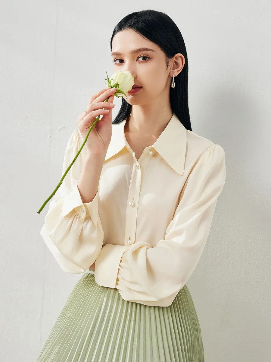 Women's Pearl Button Shirt with Pointed Collar sold by COMOBOCA product image thumbnail 4