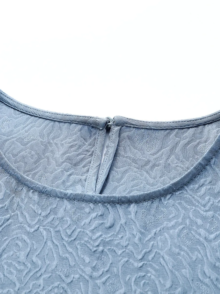 100% Mulberry Silk Women's Textured Puff Sleeve T-Shirt sold by COMOBOCA product image thumbnail 5