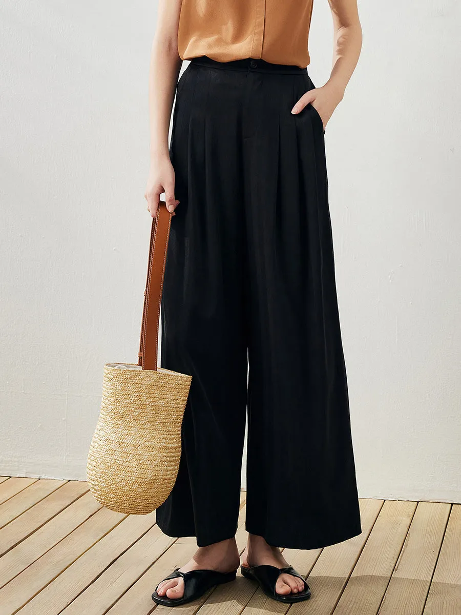 Women's Pleated Wide Leg Elastic Waistband Pants sold by COMOBOCA