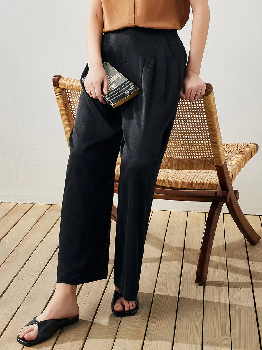 Women's Pleated Wide Leg Elastic Waistband Pants sold by COMOBOCA product image thumbnail 2