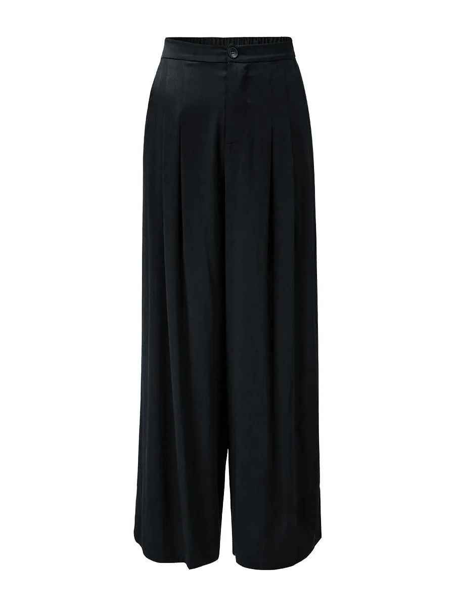 Women's Pleated Wide Leg Elastic Waistband Pants sold by COMOBOCA product image thumbnail 3