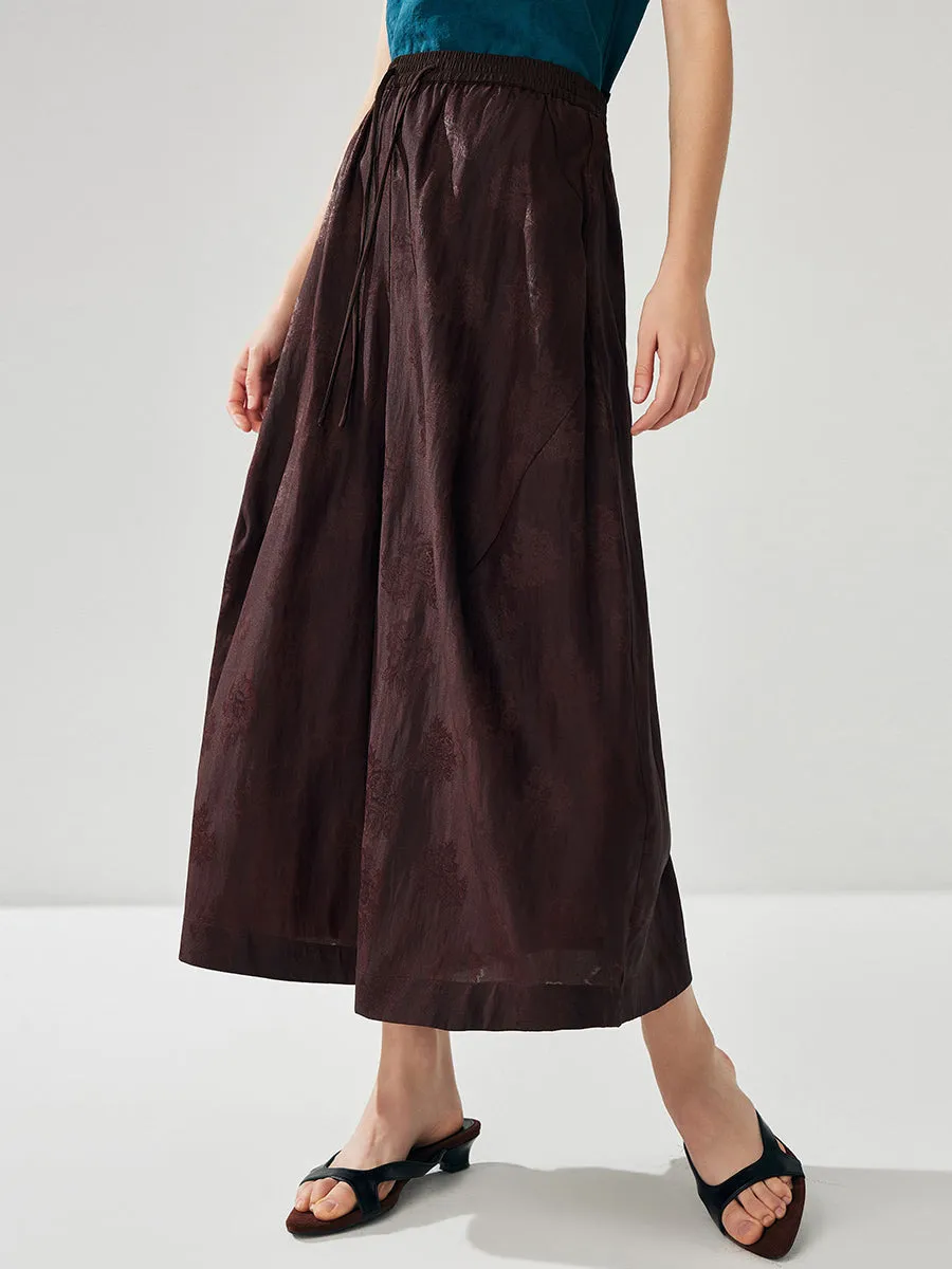 Women's Floral Print Elastic Waistband Wide Leg Pants sold by COMOBOCA