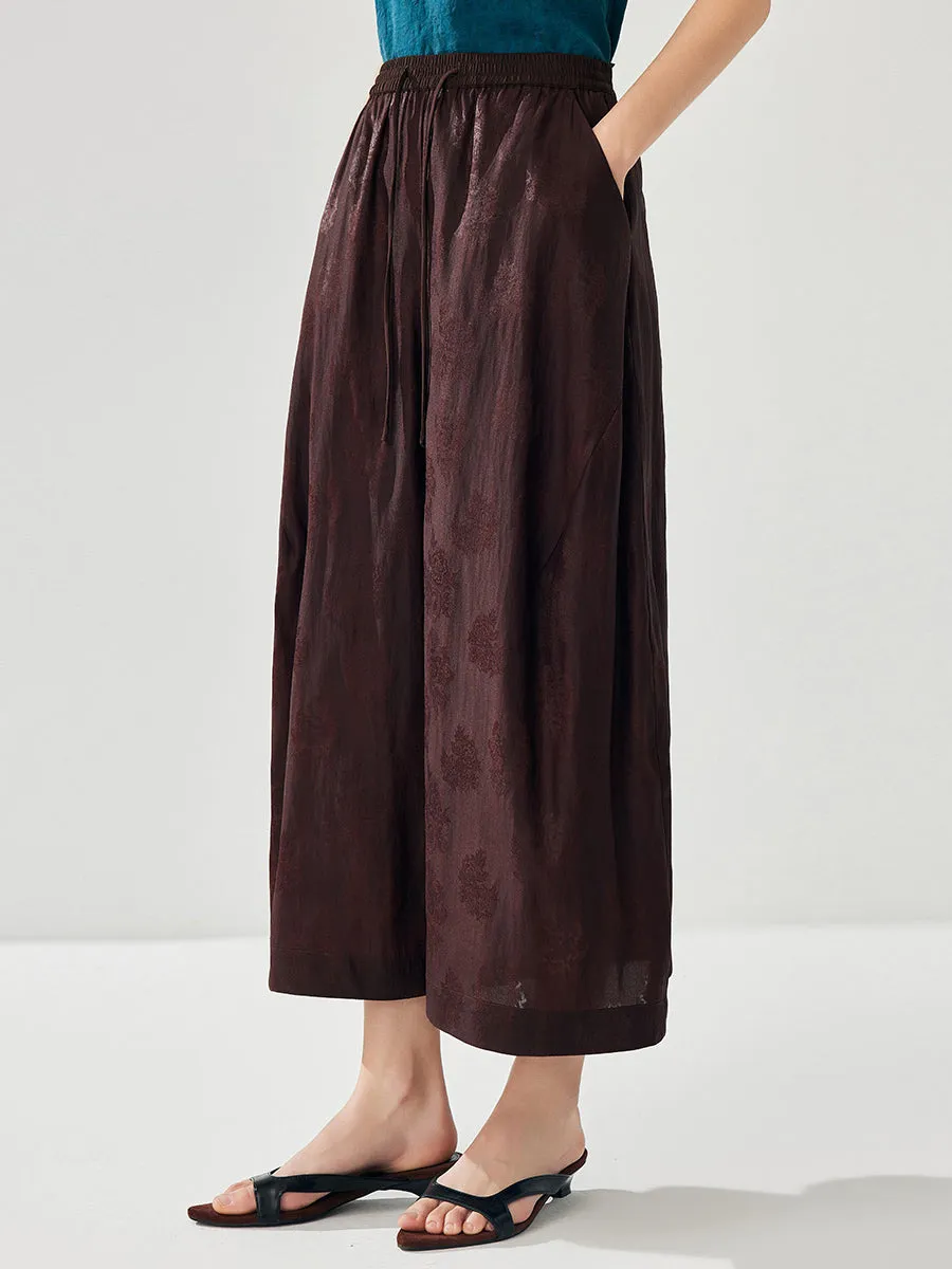 Women's Floral Print Elastic Waistband Wide Leg Pants sold by COMOBOCA product image thumbnail 3