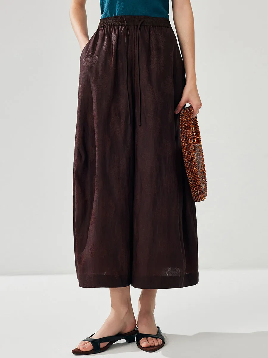 Women's Floral Print Elastic Waistband Wide Leg Pants sold by COMOBOCA product image thumbnail 2