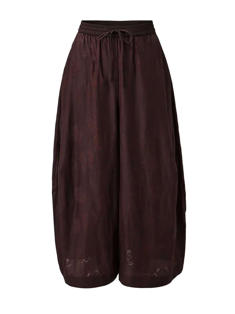 Women's Floral Print Elastic Waistband Wide Leg Pants sold by COMOBOCA product image thumbnail 5