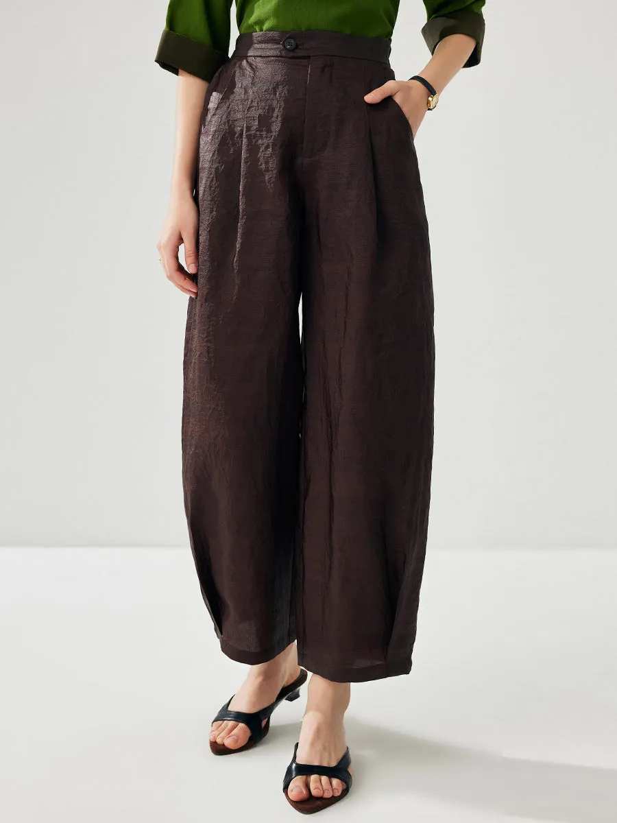 100% Mulberry Silk Women's Wide Leg Pocket Silk Pants sold by COMOBOCA product image thumbnail 3
