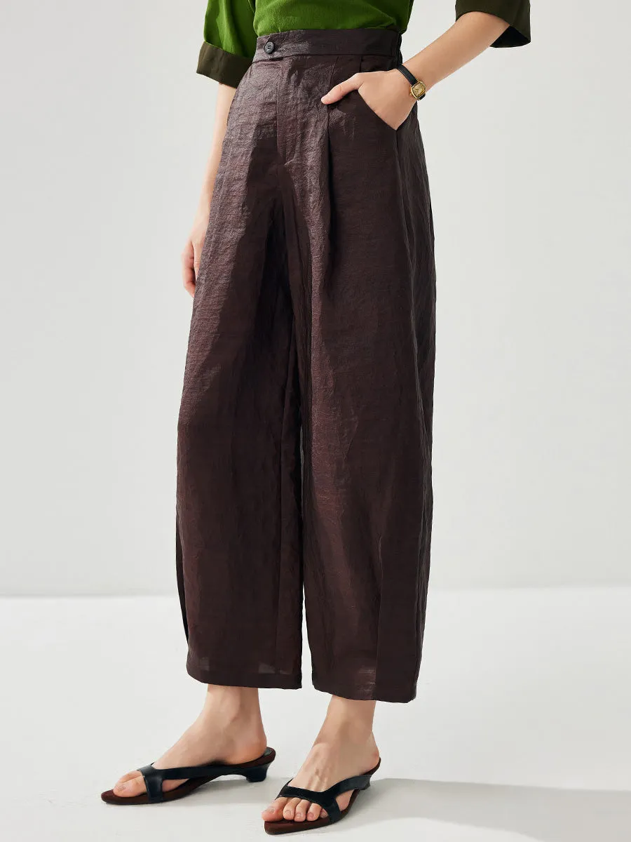 100% Mulberry Silk Women's Wide Leg Pocket Silk Pants sold by COMOBOCA product image thumbnail 5