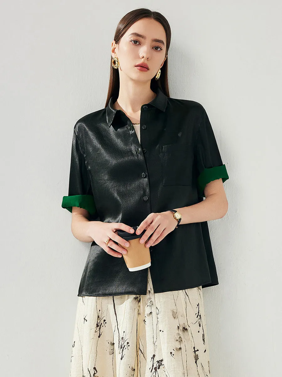 Women's Short Sleeves Button Down Pocket Shirt sold by COMOBOCA