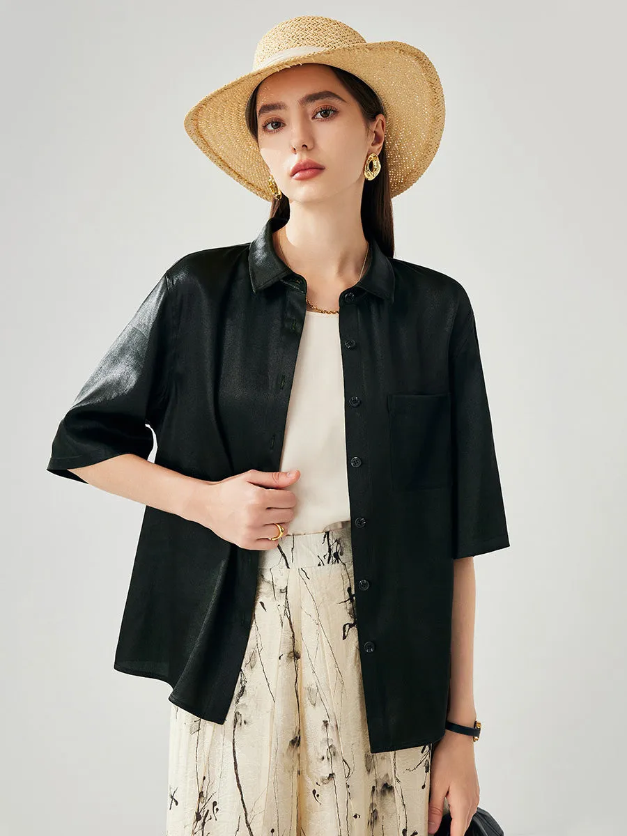 Women's Short Sleeves Button Down Pocket Shirt sold by COMOBOCA product image thumbnail 2