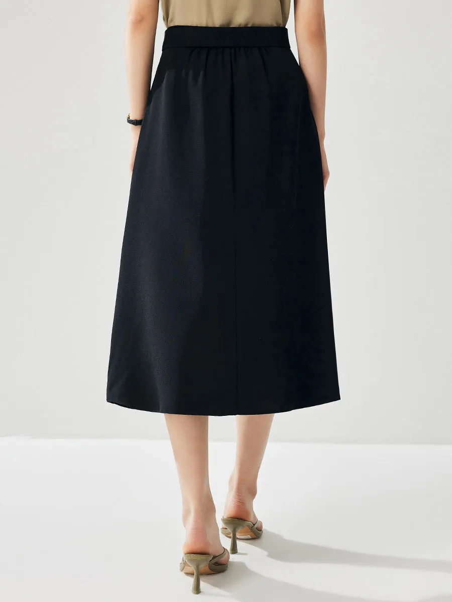 Women's High Waisted Belted Midi Pocket Skirt sold by COMOBOCA product image thumbnail 2