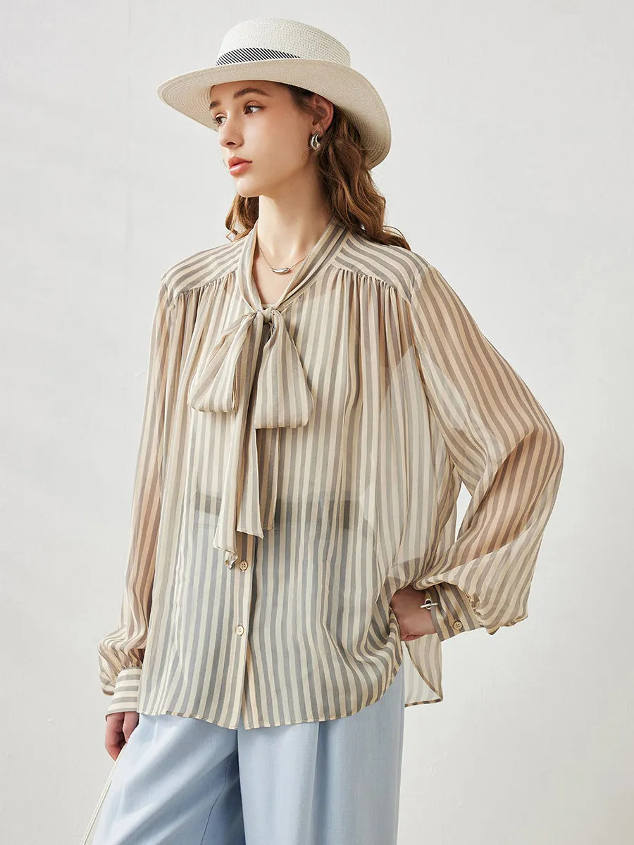 Women's Striped Bow Tie Shirt sold by COMOBOCA product image thumbnail 2