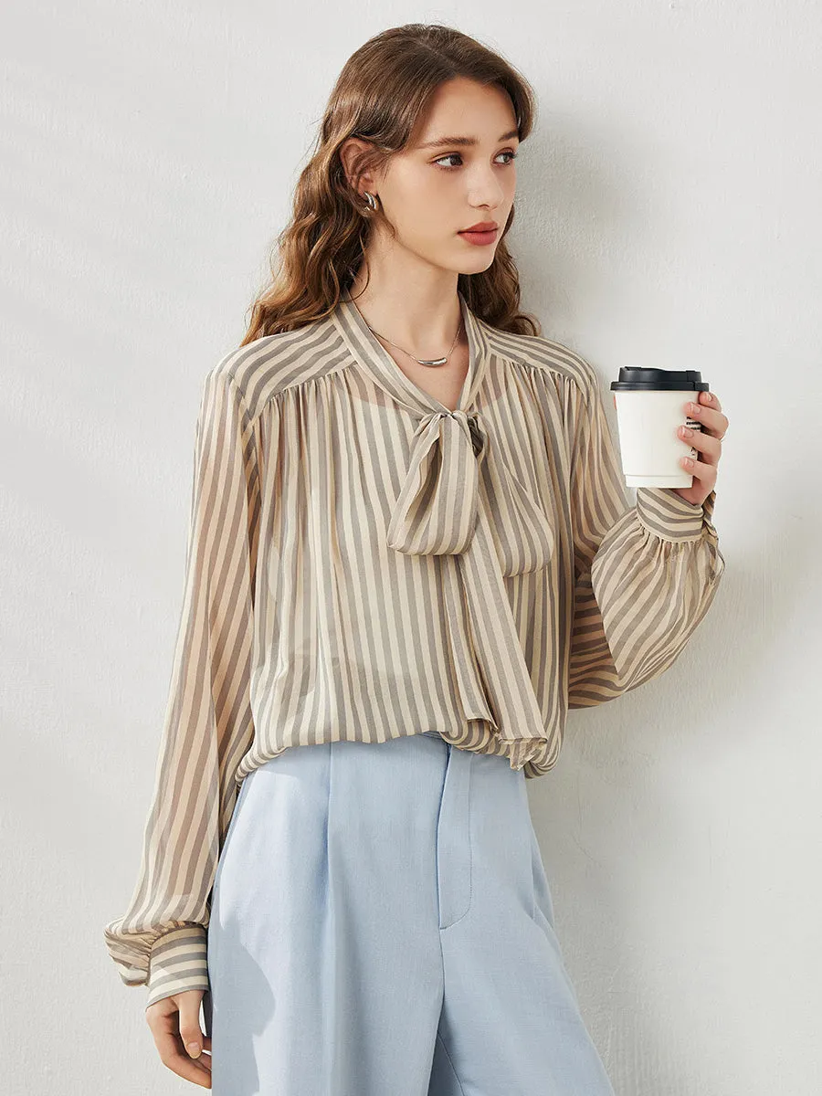 Women's Striped Bow Tie Shirt sold by COMOBOCA product image thumbnail 5