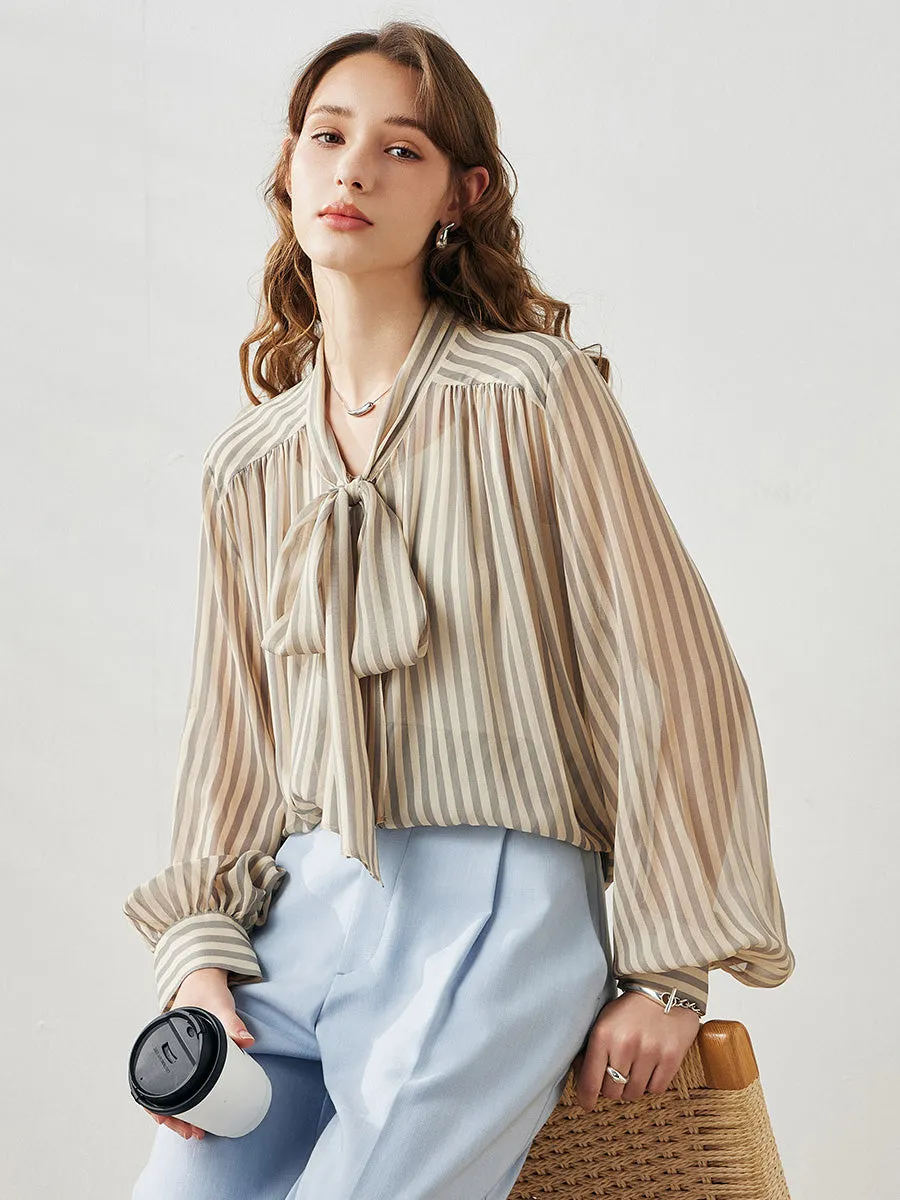 Women's Striped Bow Tie Shirt sold by COMOBOCA product image thumbnail 4