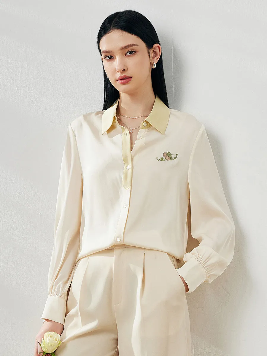 Women's Embroidered Shirt with Contrasting Collar sold by COMOBOCA