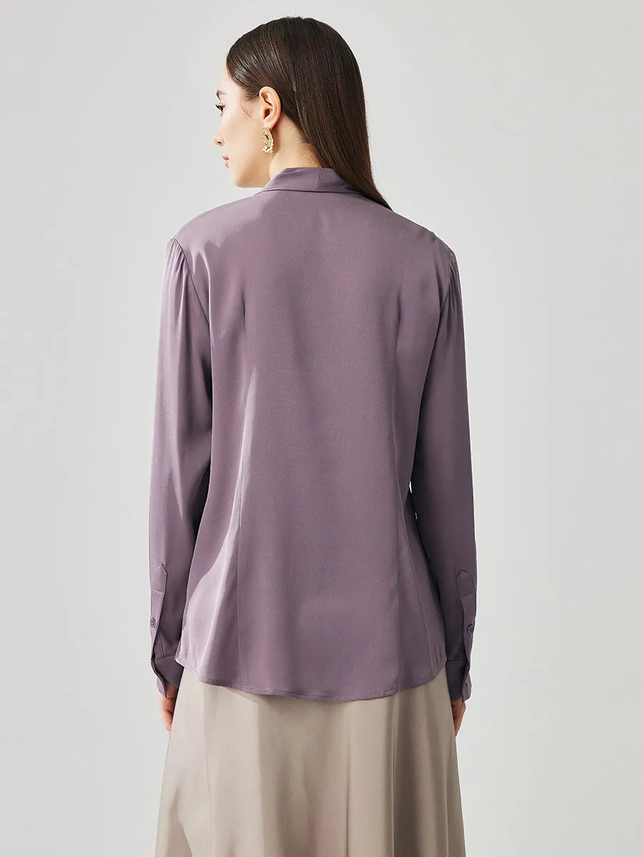 Women's Silk Chic Button Cuffs Tie-Neck Blouse sold by COMOBOCA product image thumbnail 4
