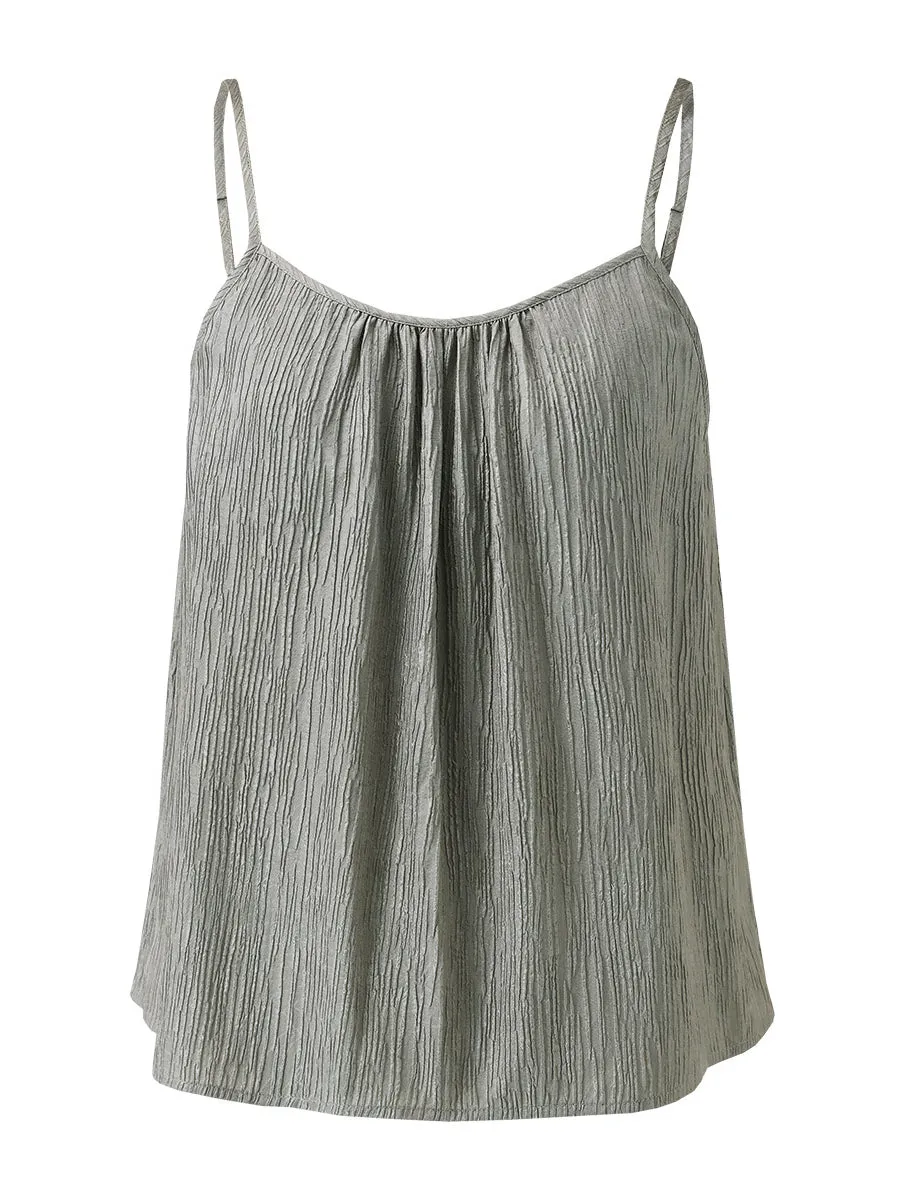 Women's Crinkled Pleated Camisole Top sold by COMOBOCA product image thumbnail 4