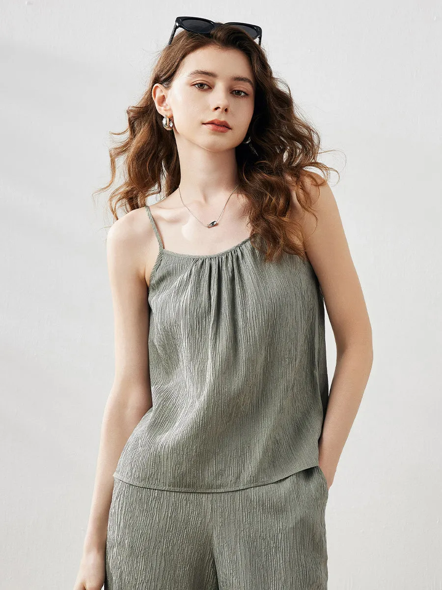 Women's Crinkled Pleated Camisole Top sold by COMOBOCA