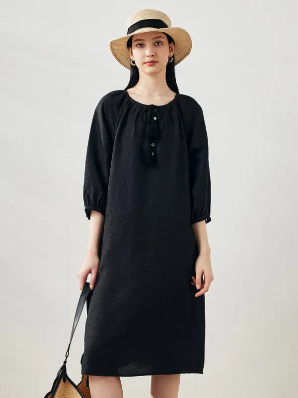 Women's Boho Tassel Button Pocket Dress sold by COMOBOCA