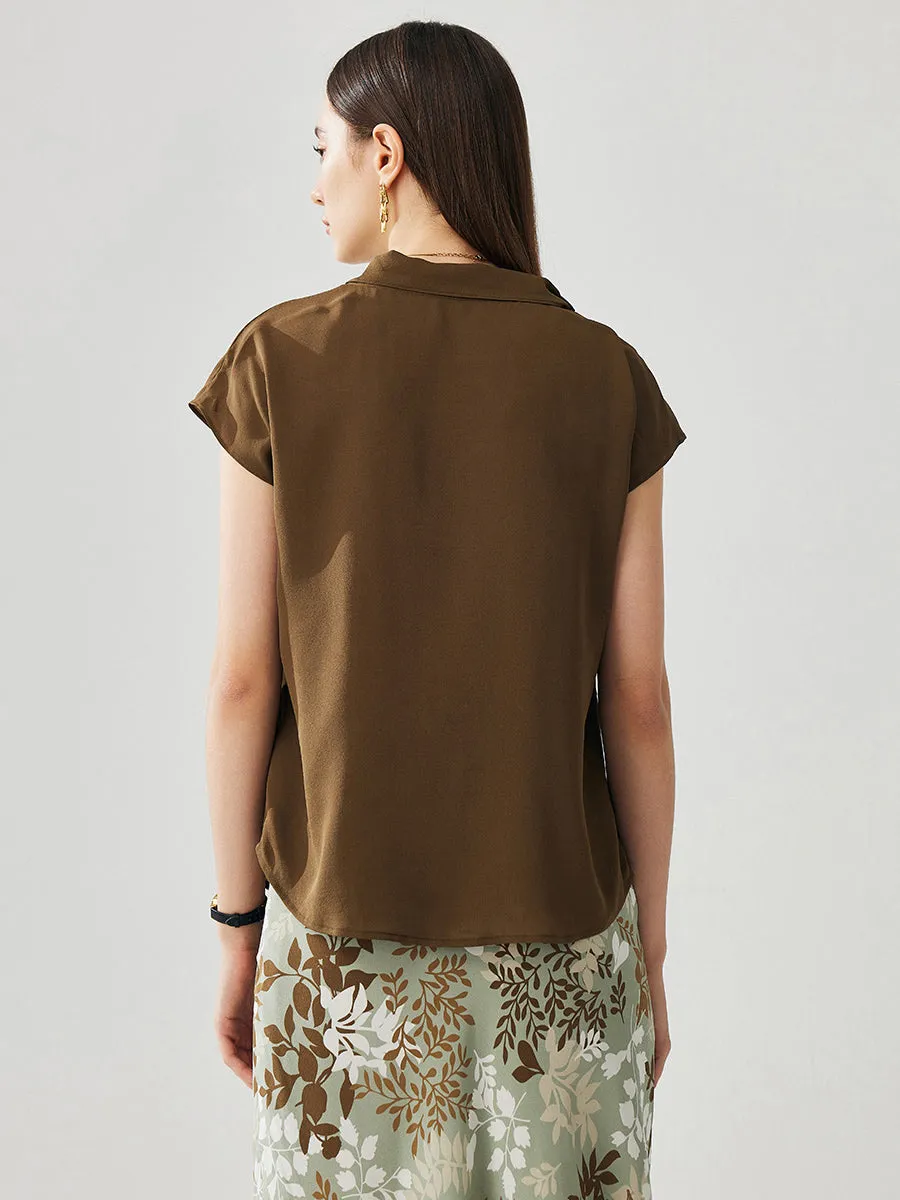 100% Mulberry Silk Women's Draped Cowl Neck Blouse sold by COMOBOCA product image thumbnail 2