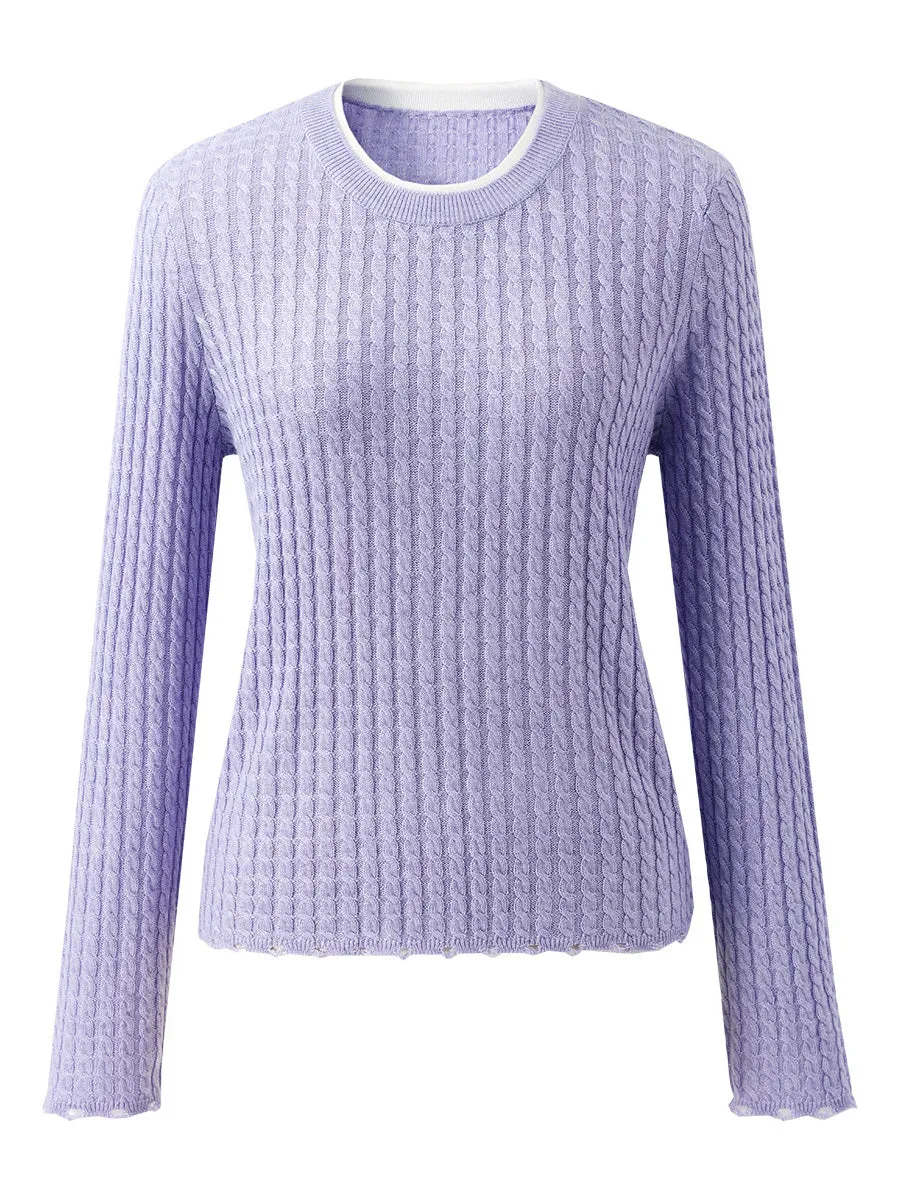 Women's Cable Knit Ribbed Sweater sold by COMOBOCA product image thumbnail 4