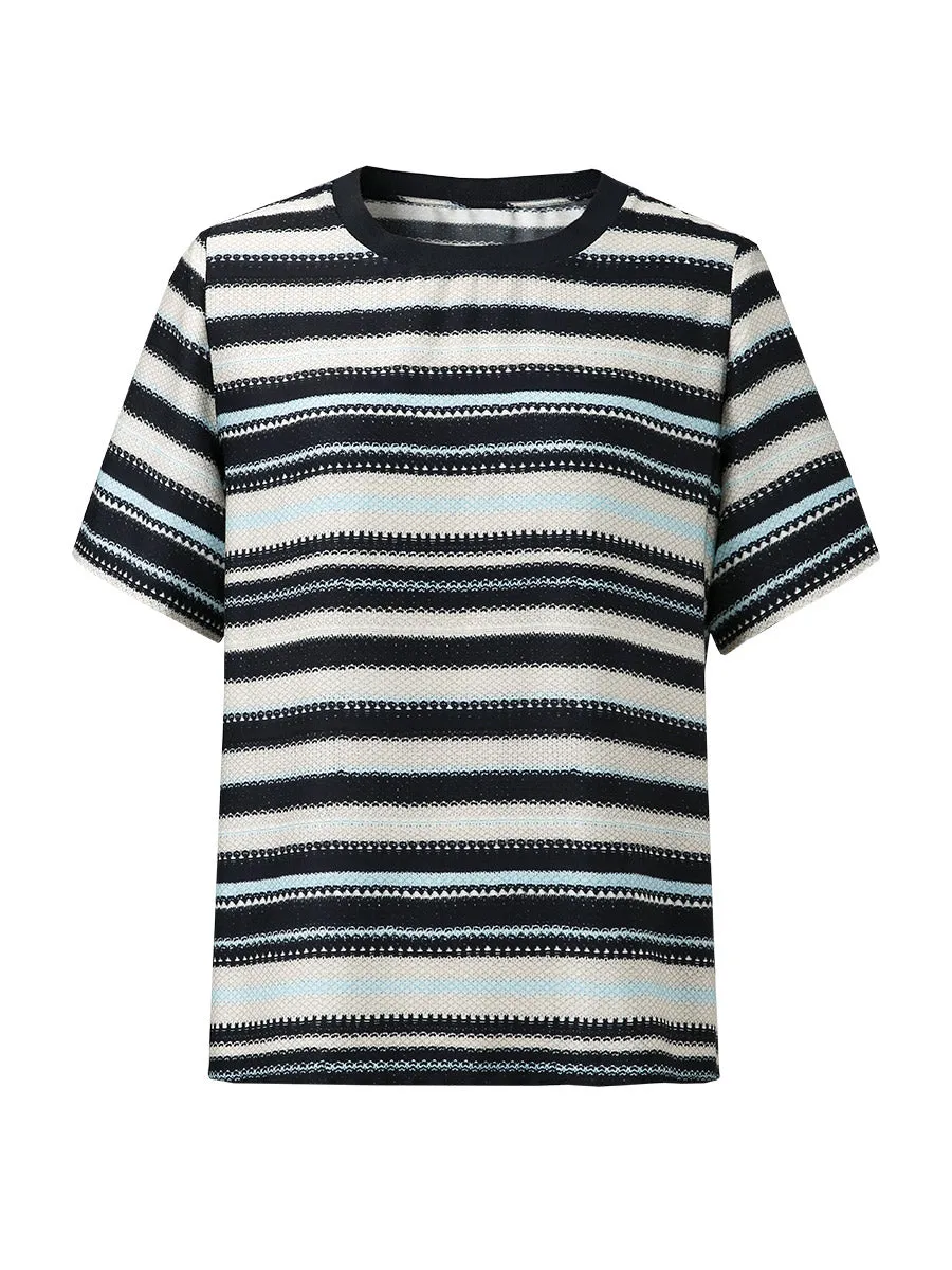 Women's Striped Woven Ribbed T-Shirt sold by COMOBOCA product image thumbnail 5