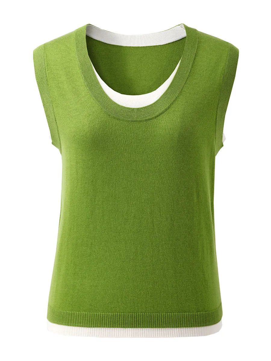 Women's Faux Layered Look Tank Top sold by COMOBOCA product image thumbnail 4