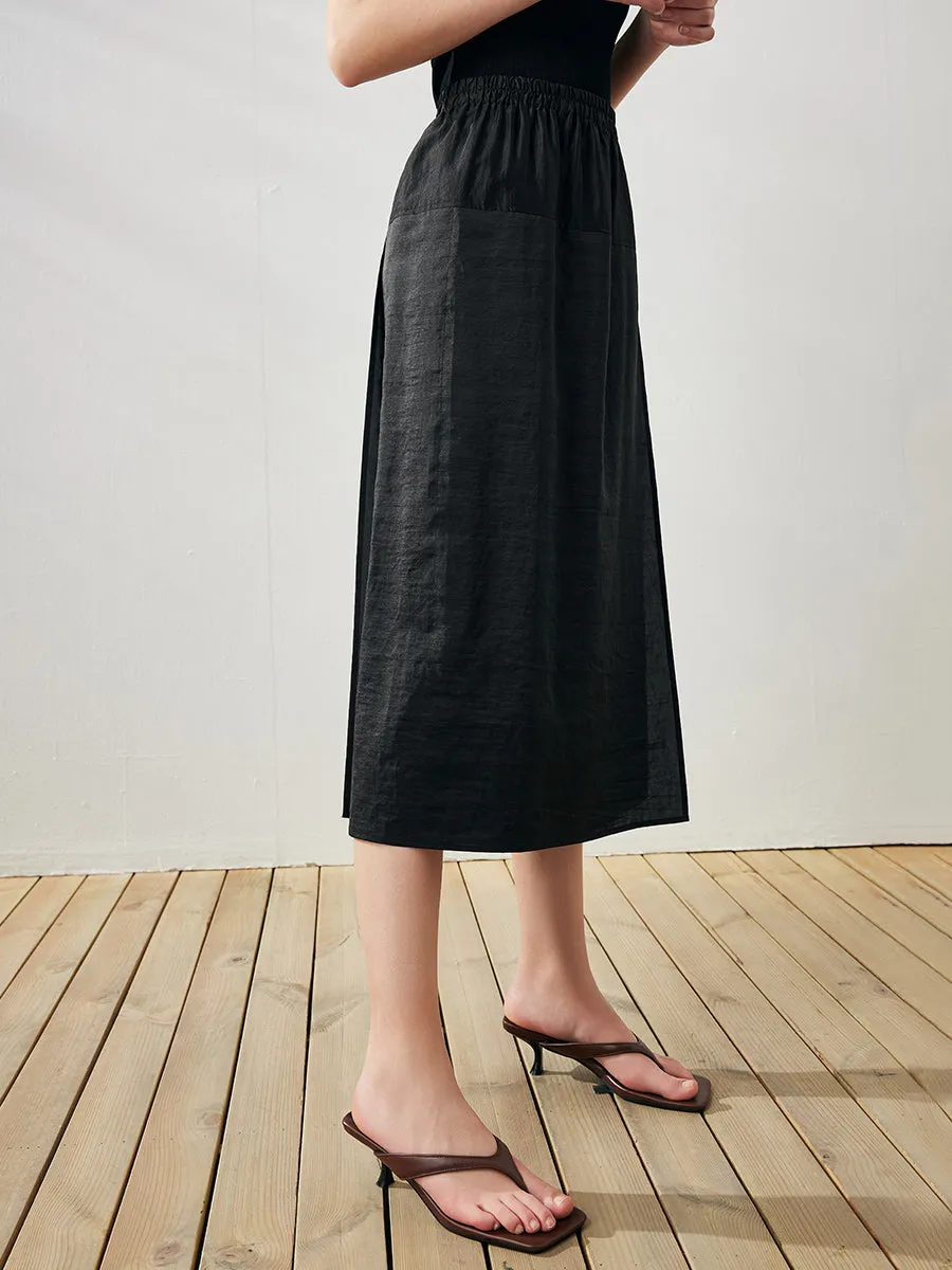 COMOBOCA Women's Elastic Waist Mulberry Silk Midi Skirt sold by COMOBOCA product image thumbnail 3