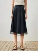 100% Mulberry Silk Women's Pleated Sheer Hemline Skirt sold by COMOBOCA