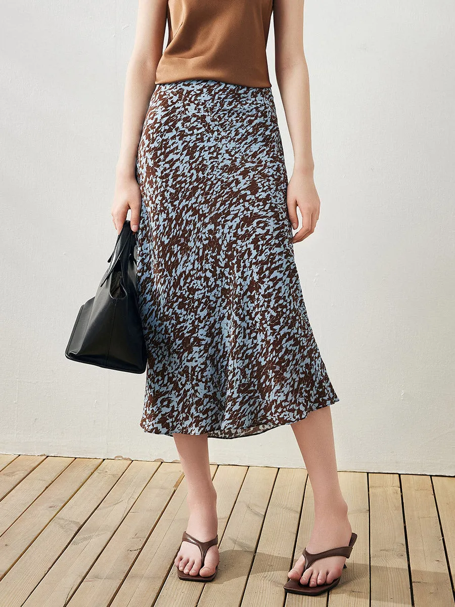 100% Mulberry Silk Women's Abstract Print Midi Skirt sold by COMOBOCA