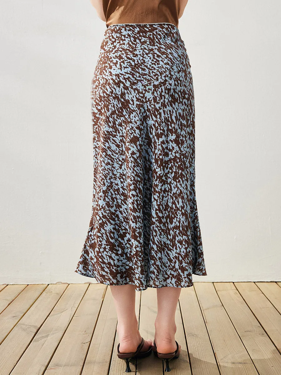 100% Mulberry Silk Women's Abstract Print Midi Skirt sold by COMOBOCA product image thumbnail 3
