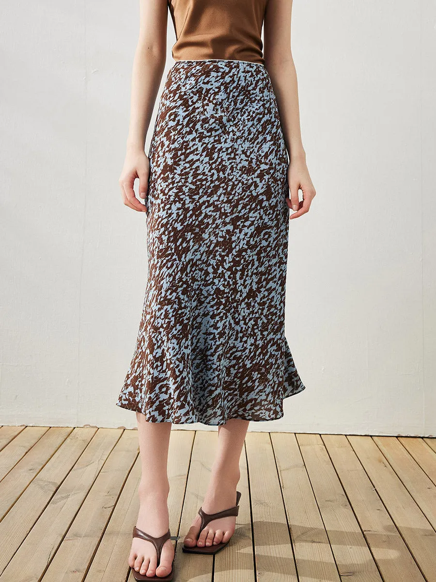 100% Mulberry Silk Women's Abstract Print Midi Skirt sold by COMOBOCA product image thumbnail 2