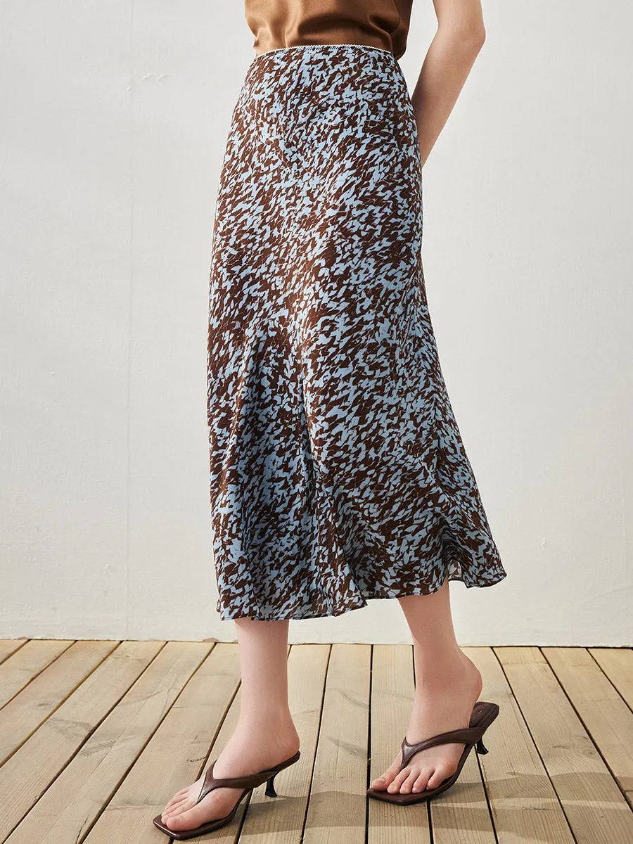 100% Mulberry Silk Women's Abstract Print Midi Skirt sold by COMOBOCA product image thumbnail 4