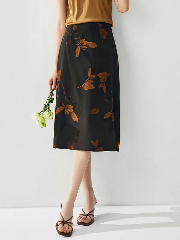 Women's Floral Elastic Waistband A-line Midi Skirt sold by COMOBOCA