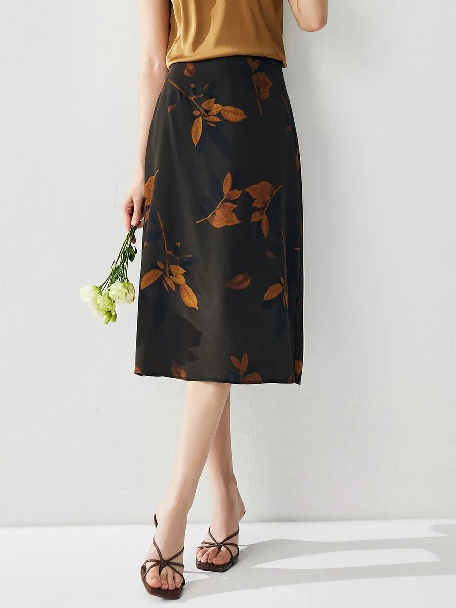 Women's Floral Elastic Waistband A-line Midi Skirt sold by COMOBOCA