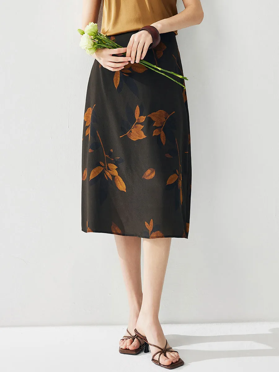 Women's Floral Elastic Waistband A-line Midi Skirt sold by COMOBOCA product image thumbnail 3