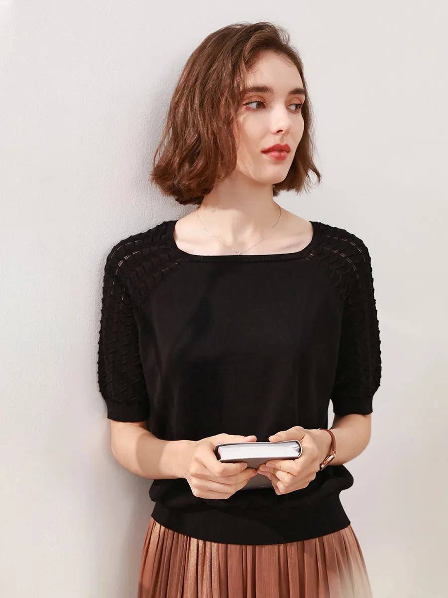 100% Mulberry Silk Women's Textured T-Shirt sold by COMOBOCA product image thumbnail 5