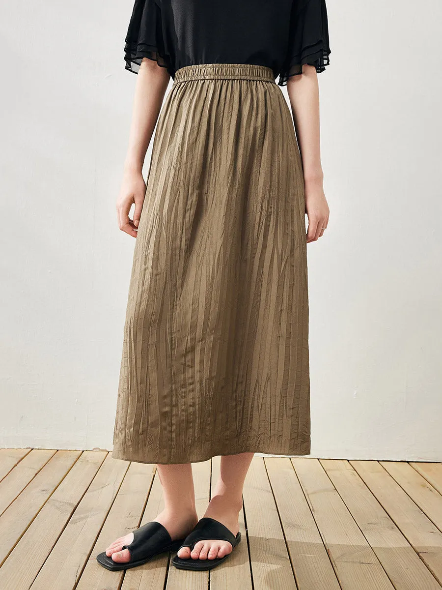 100% Mulberry Silk Women's Pleated Midi Skirt sold by COMOBOCA product image thumbnail 5
